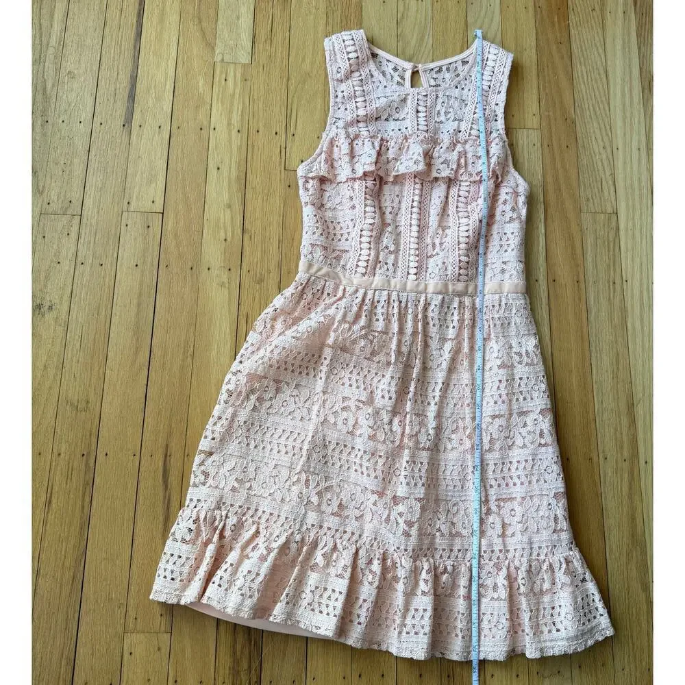 Disney Princess Girl's Pink Floral Lace Ruffle Sleeveless A-Line Dress Size S